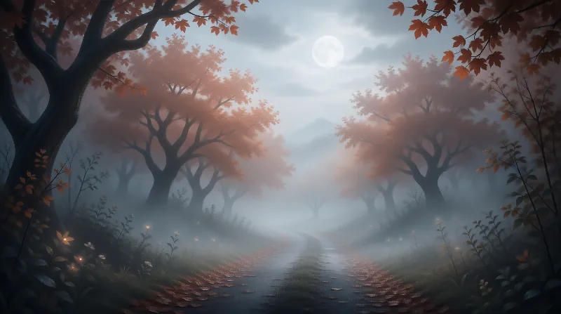 Misty Autumn Forest Path