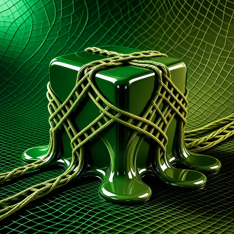 Melting Green Cube in Ropes