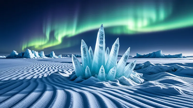 Ice Crystals under Aurora