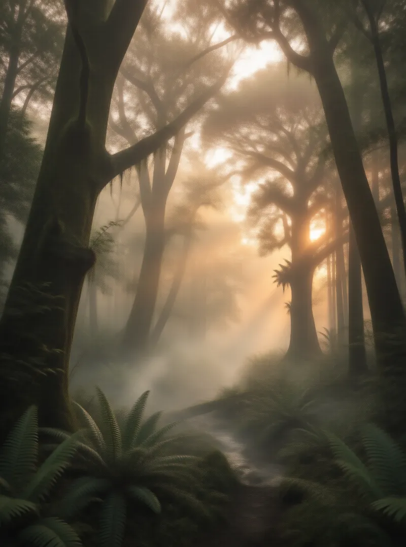 Misty Forest Morning Glow