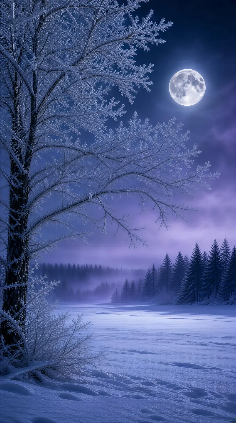 Frosty Winter Night Scene