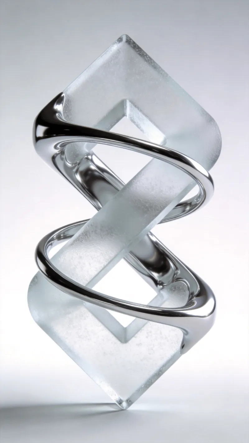 Frosted Glass, Liquid Chrome Impossible Shape
