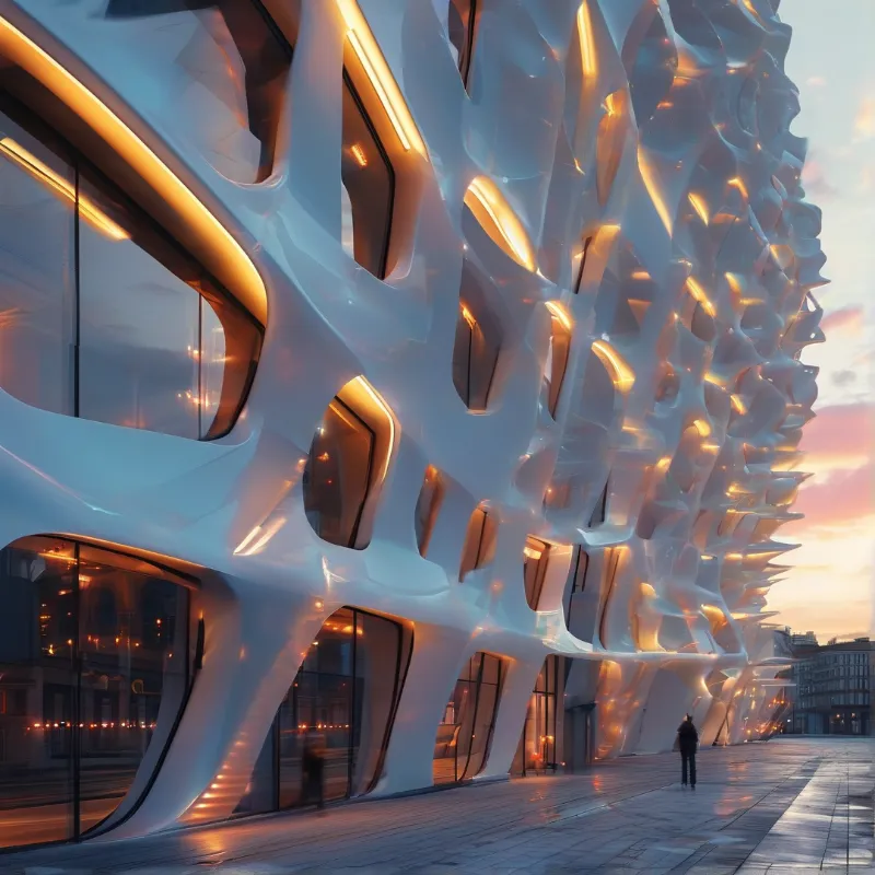 Organic Facade at Dusk