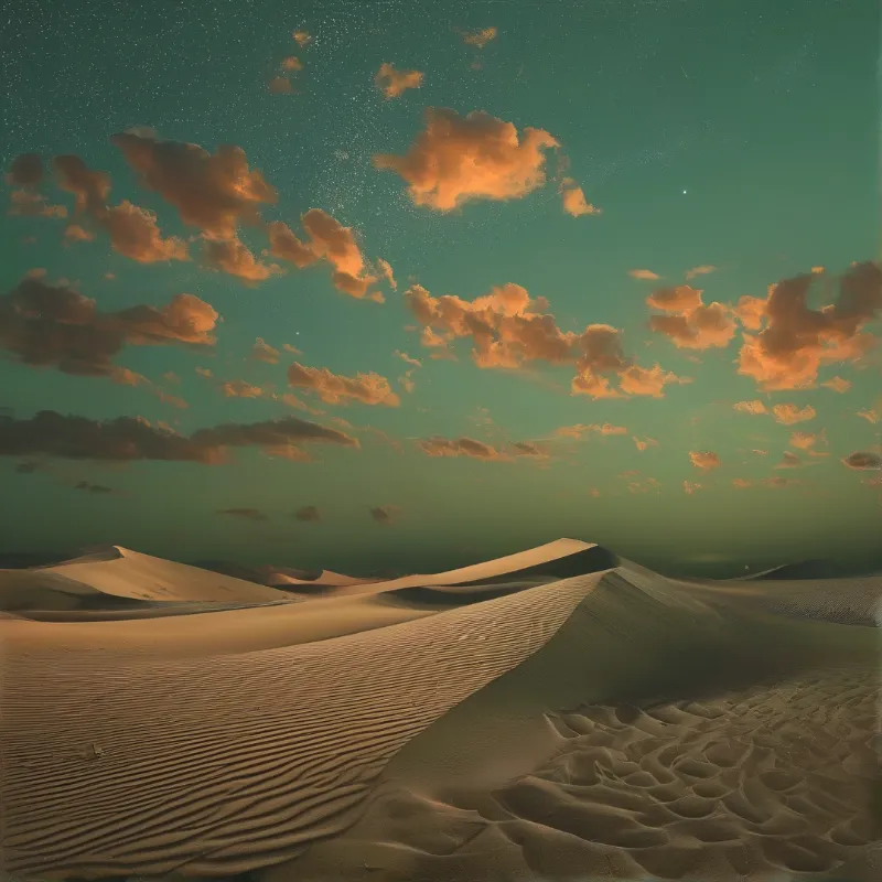 Desert Dunes Under Sunset Sky