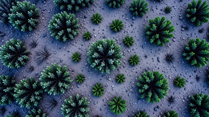 Aerial View of Desert Plants
