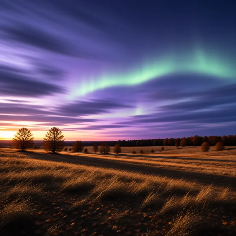Aurora over Golden Fields