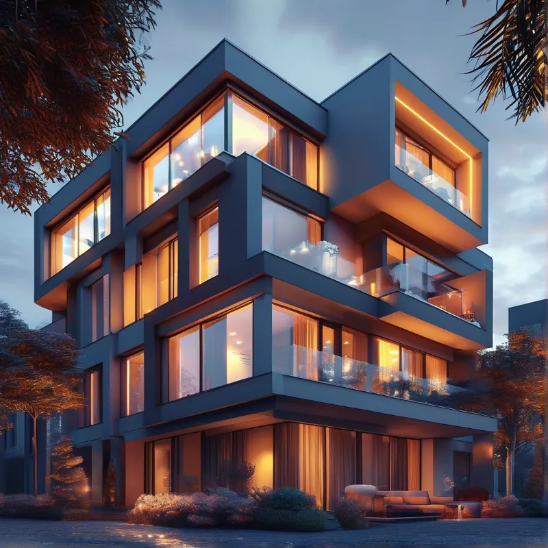 Modern Luxury Villa at Dusk