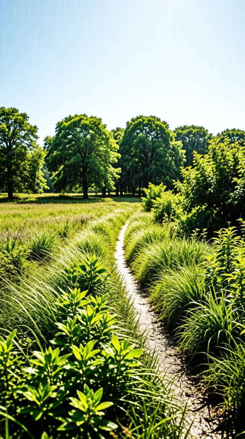 Summer Path in Green Field