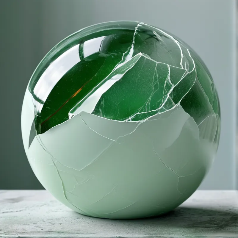 Cracked Green Glass Sphere