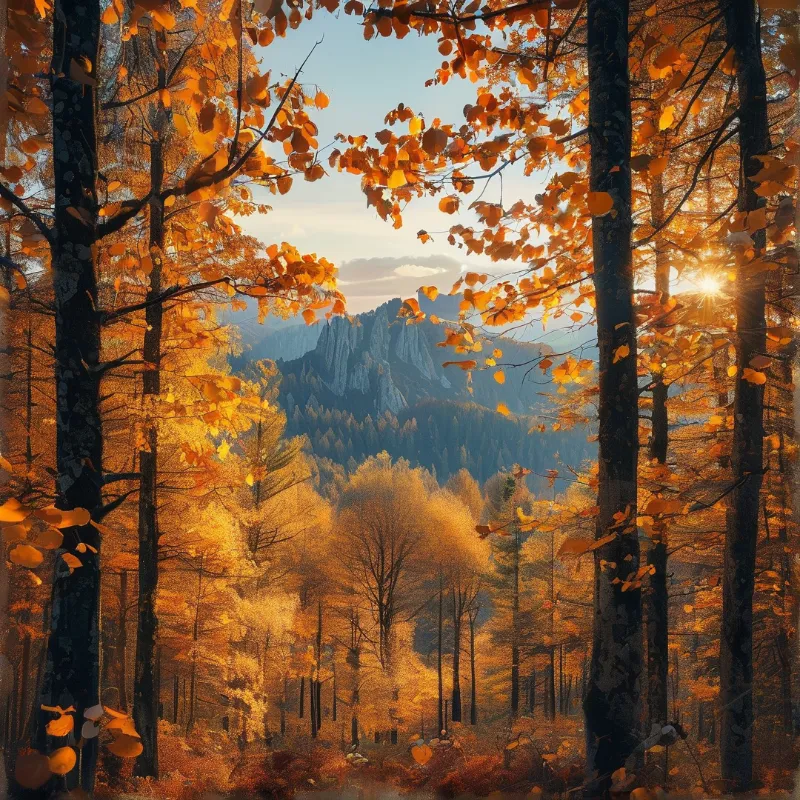 Autumn Mountain Forest Vista
