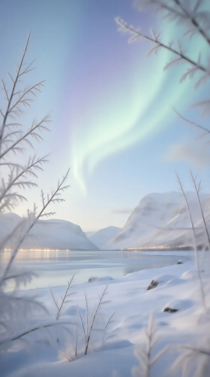 Aurora Over Snowy Lake