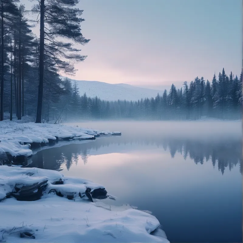 Misty Winter Lake