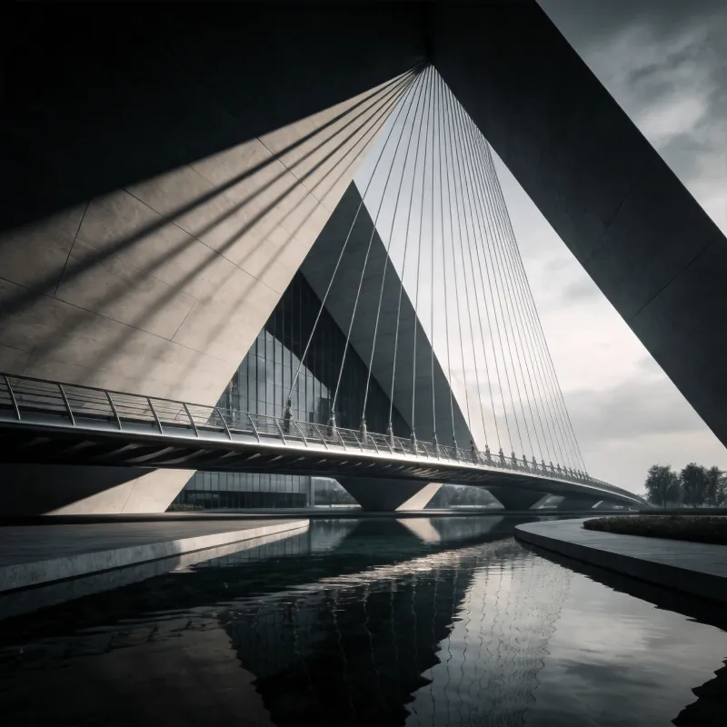Bridge with Tensile Structure — Reflecting Pool