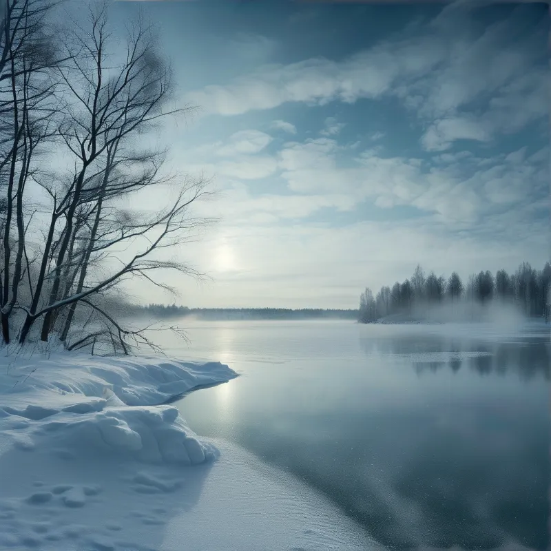 Serene Frozen Winter Lake