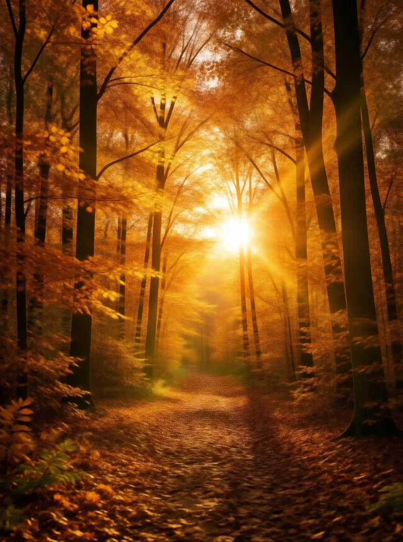 Sunlit Autumn Forest