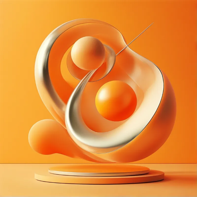 Chrome Ring Bloom — Orange Abstract Study