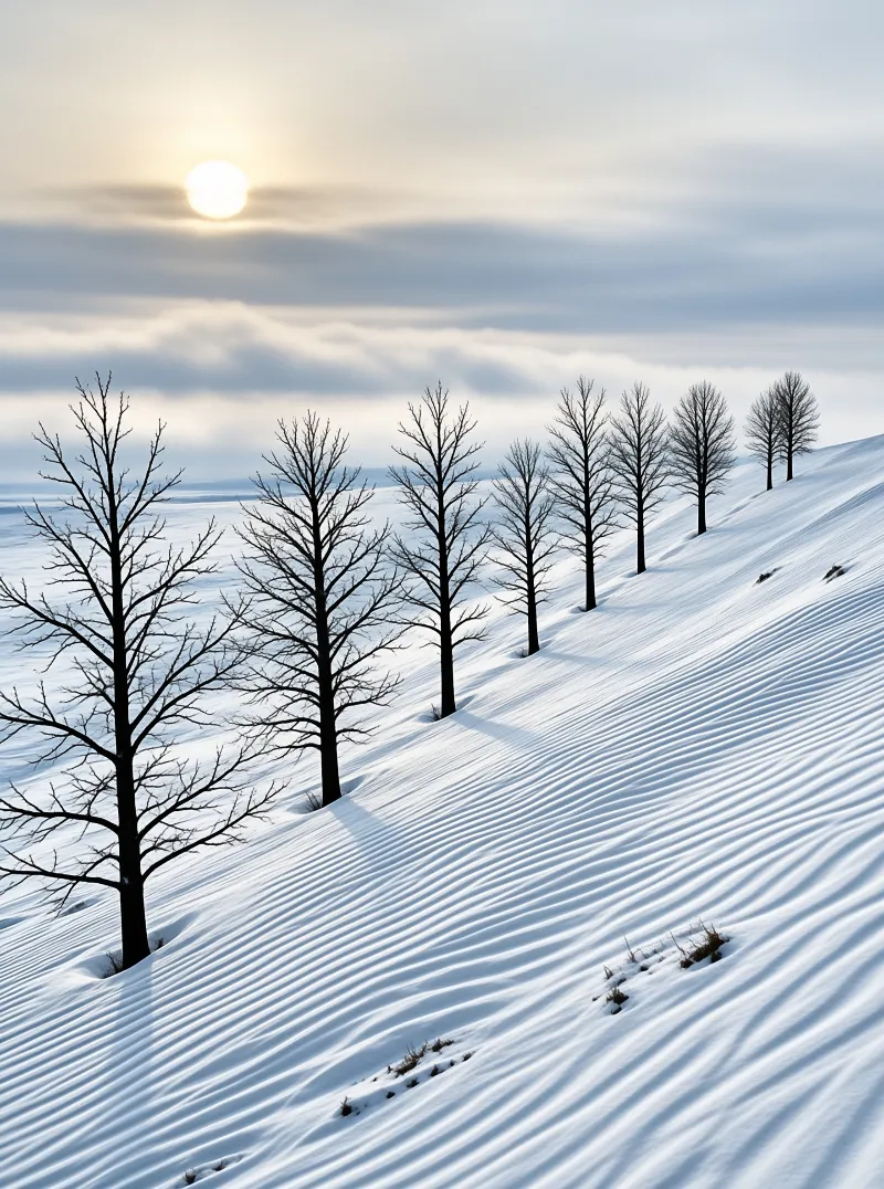 Bare Trees in Winter Snow