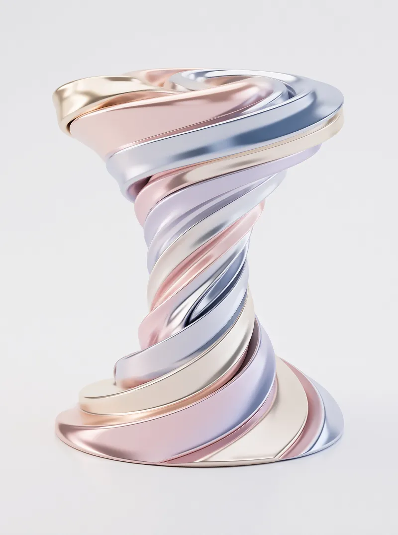 Pastel Twisted Metal Sculpture