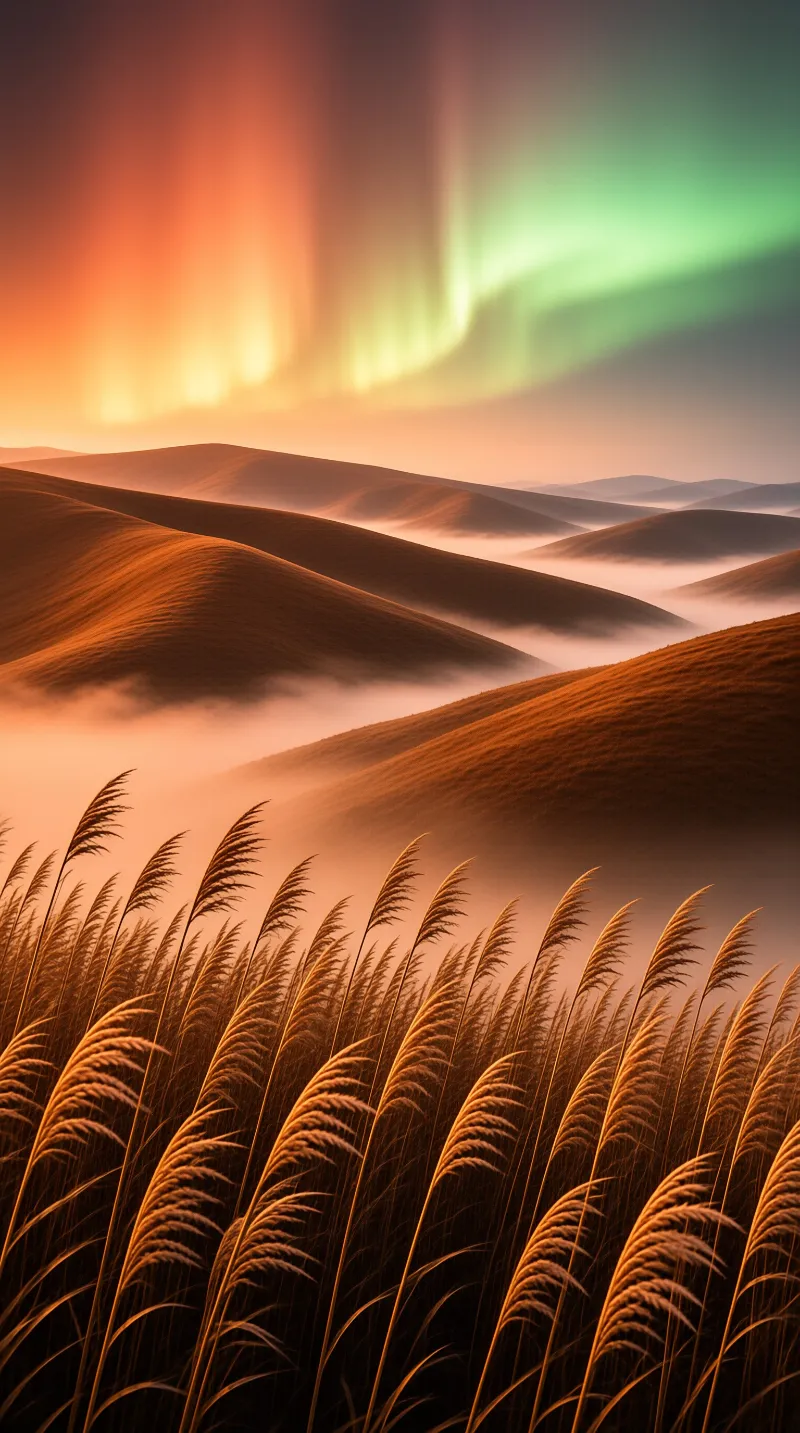Aurora Above Rolling Hills