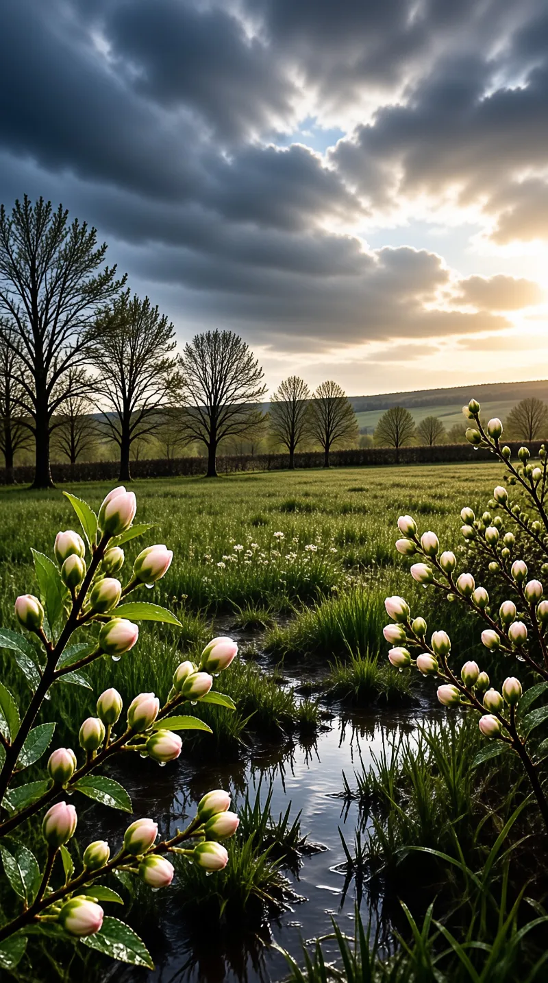 Spring Meadow with Stream