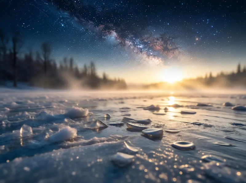 Starry Night Over Frozen Lake