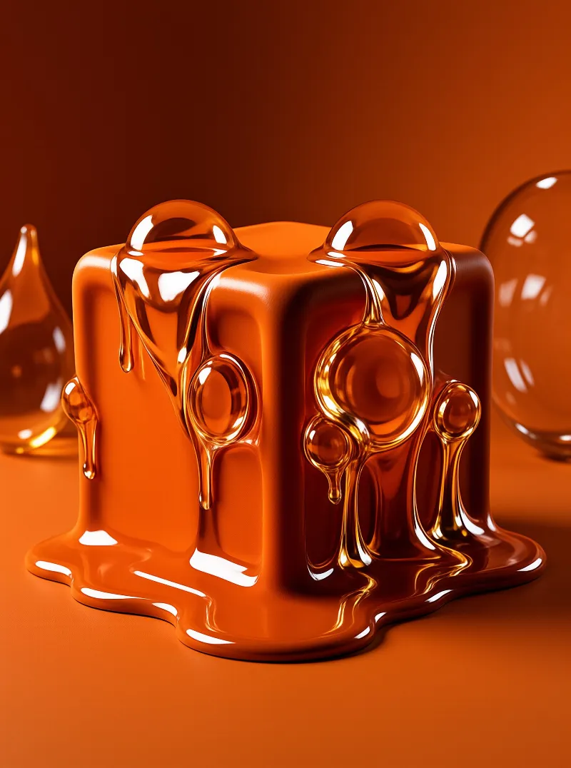 Melting Orange Liquid Cube