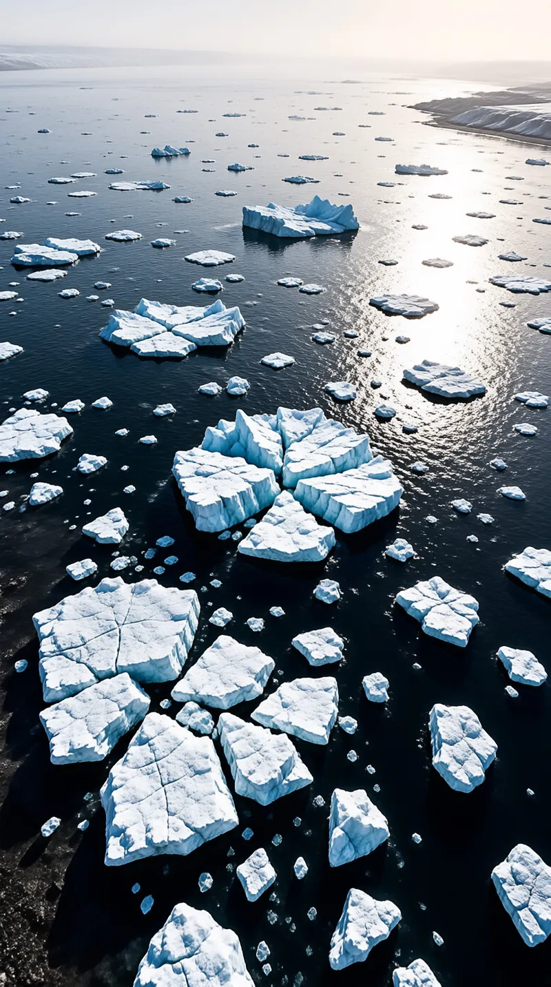 Floating Ice Chunks in Ocean