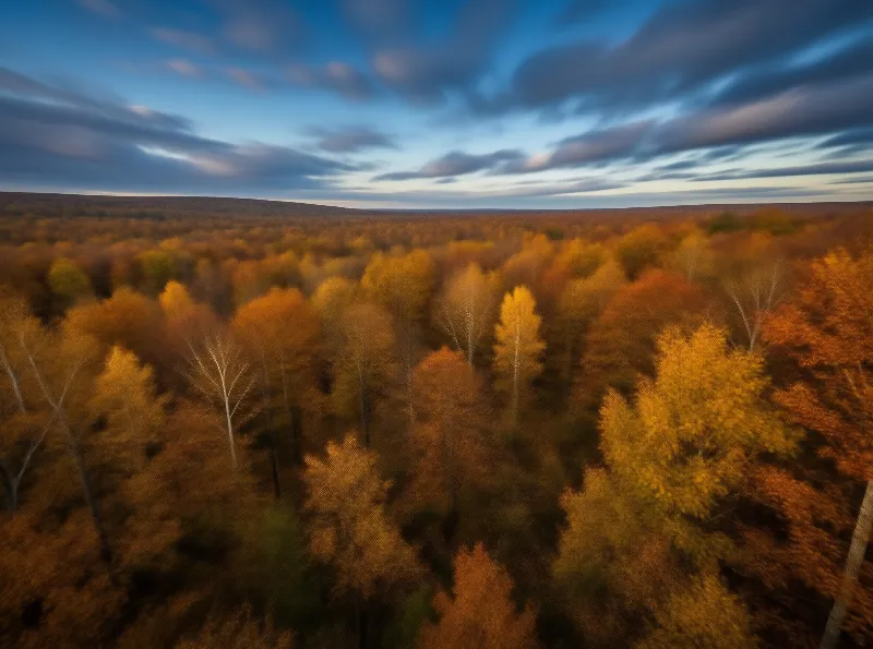 Autumn Forest Under Blue Sky