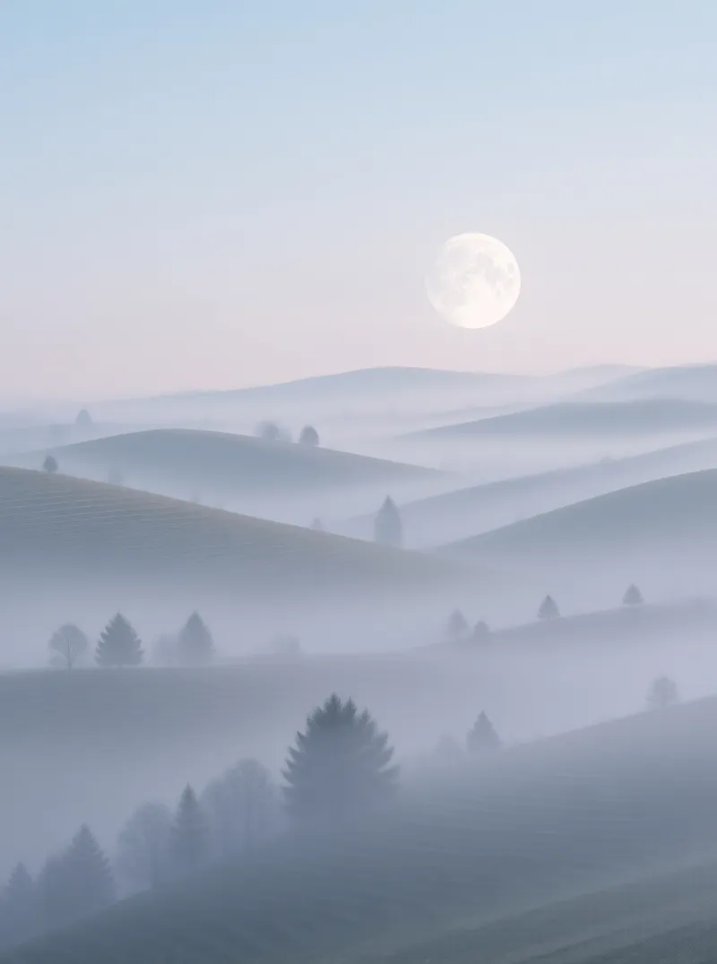 Misty Hills and Moon