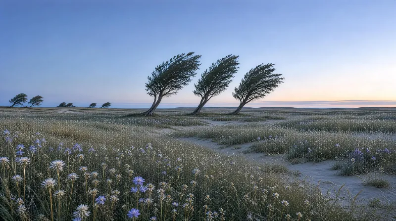 Windy Field with Wildflowers