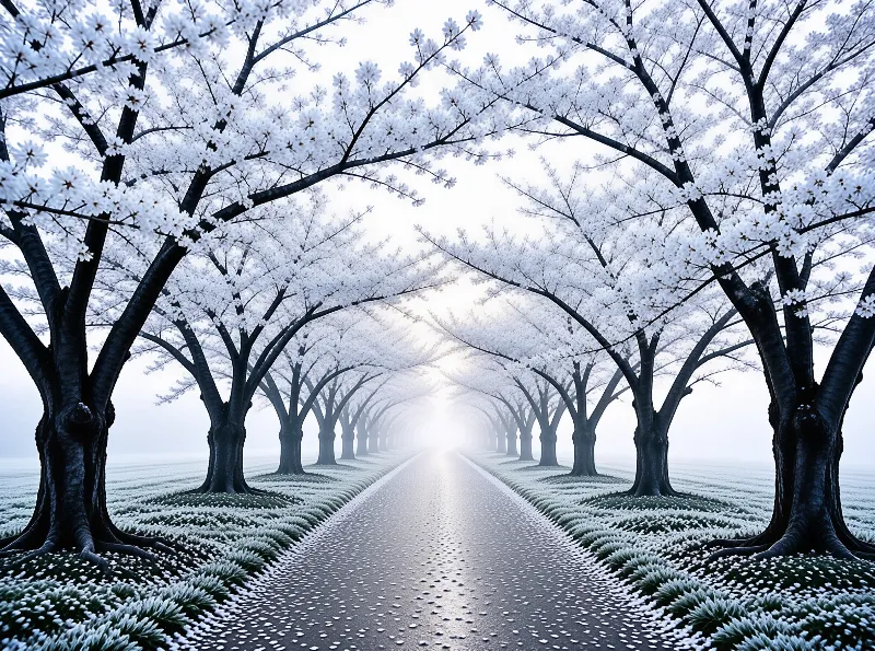 Misty Cherry Blossom Path