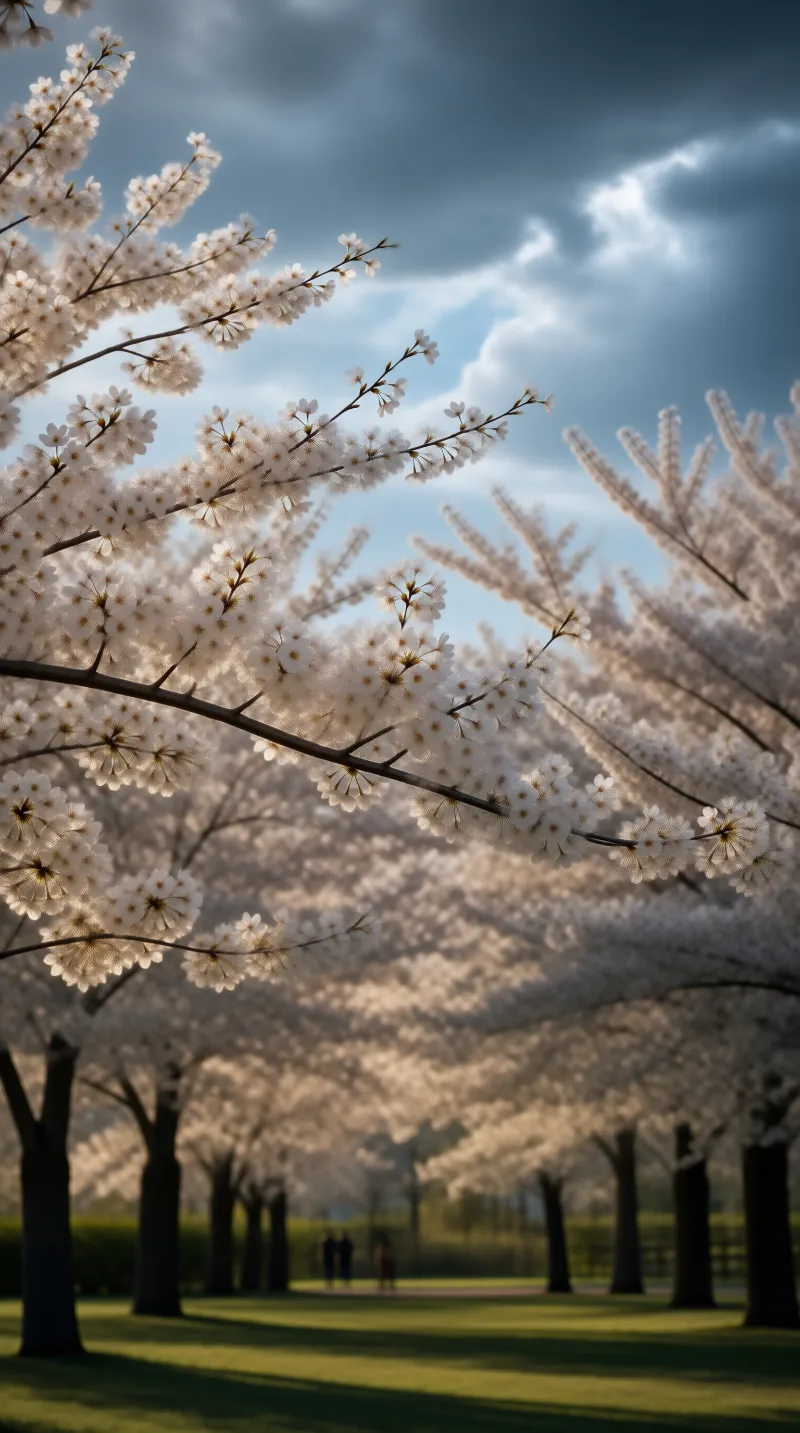 Cherry Blossoms Under Blue Sky
