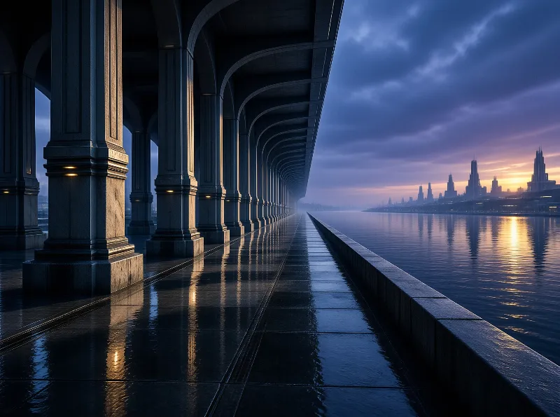 Futuristic Bridge at Dusk