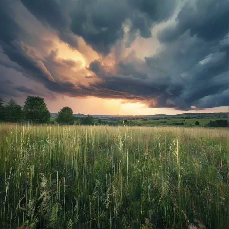 Dramatic Sky Over Field