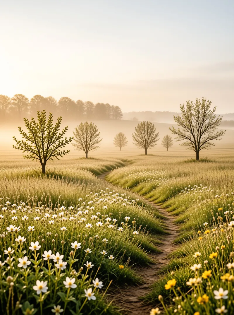 Misty Morning Field Path