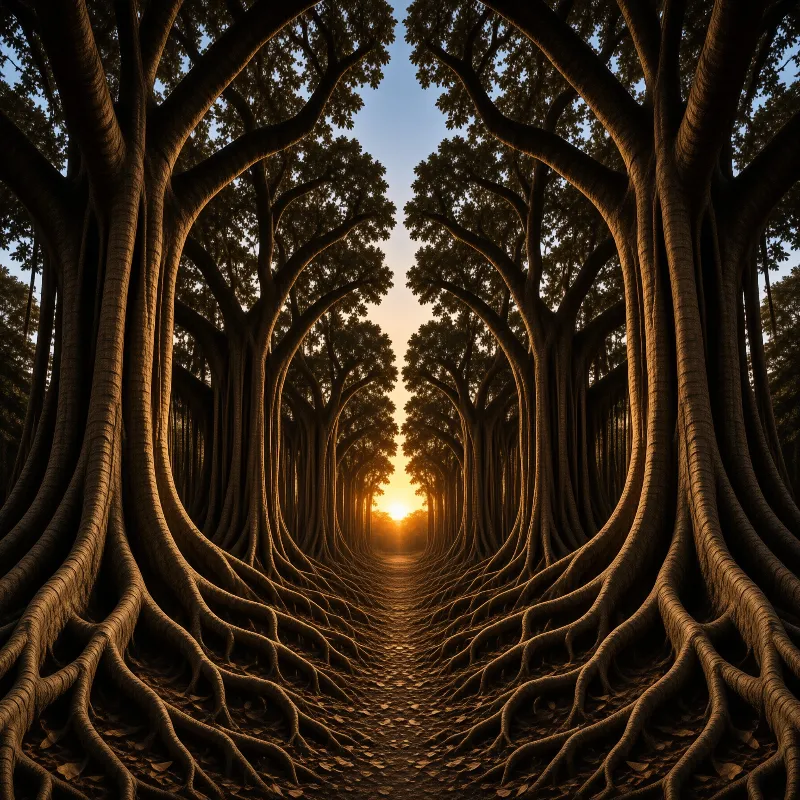 Golden Tree Root Tunnel