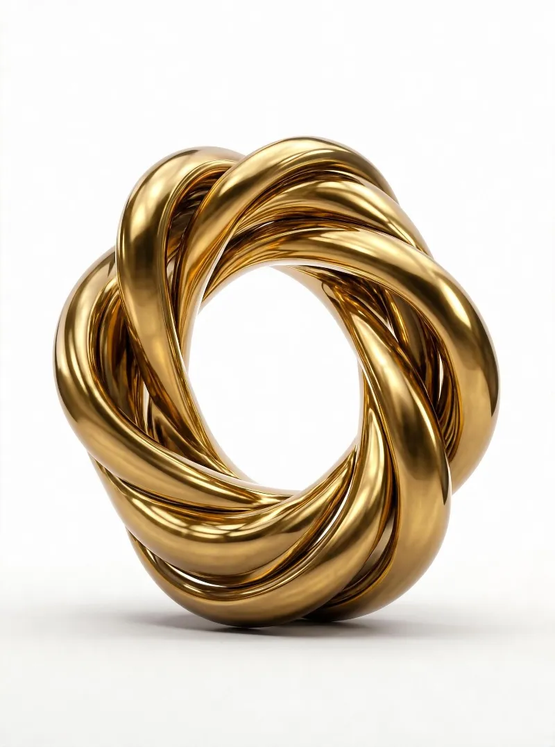 Golden Interwoven Ring Sculpture