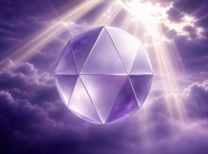 Crystal Sphere in Purple Sky