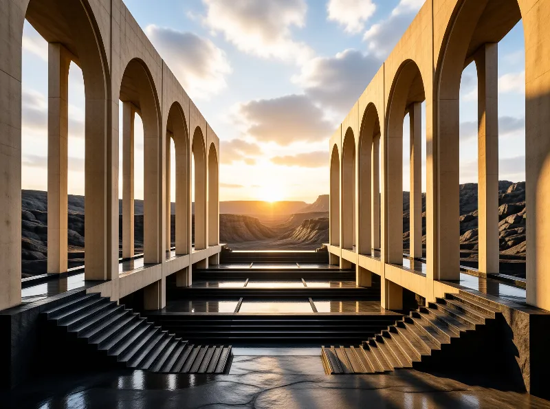 Architectural View at Sunset