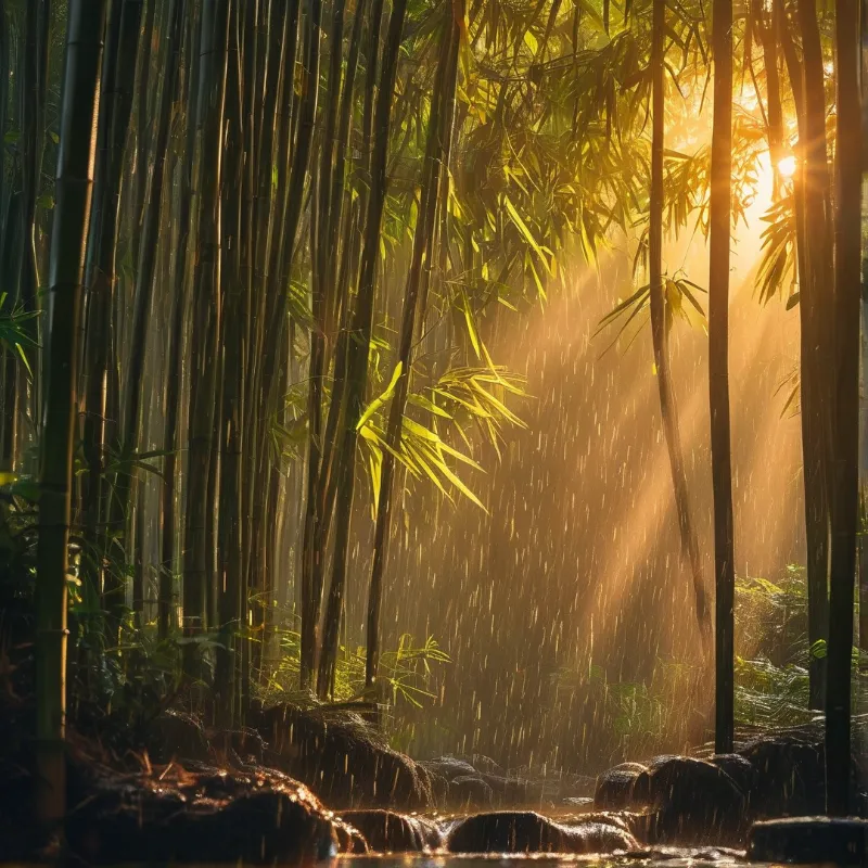 Sunlit Bamboo Grove
