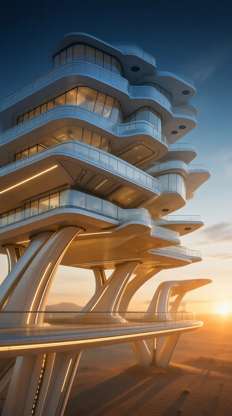 Futuristic Desert Dusk Tower