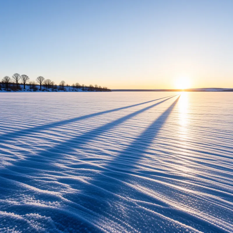 Snowy Landscape at Sunset