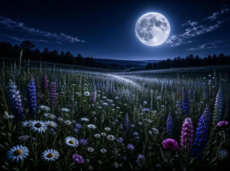 Moonlit Wildflower Meadow