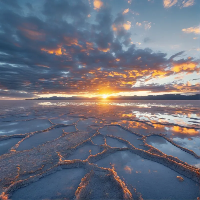 Sunset on Salt Flats