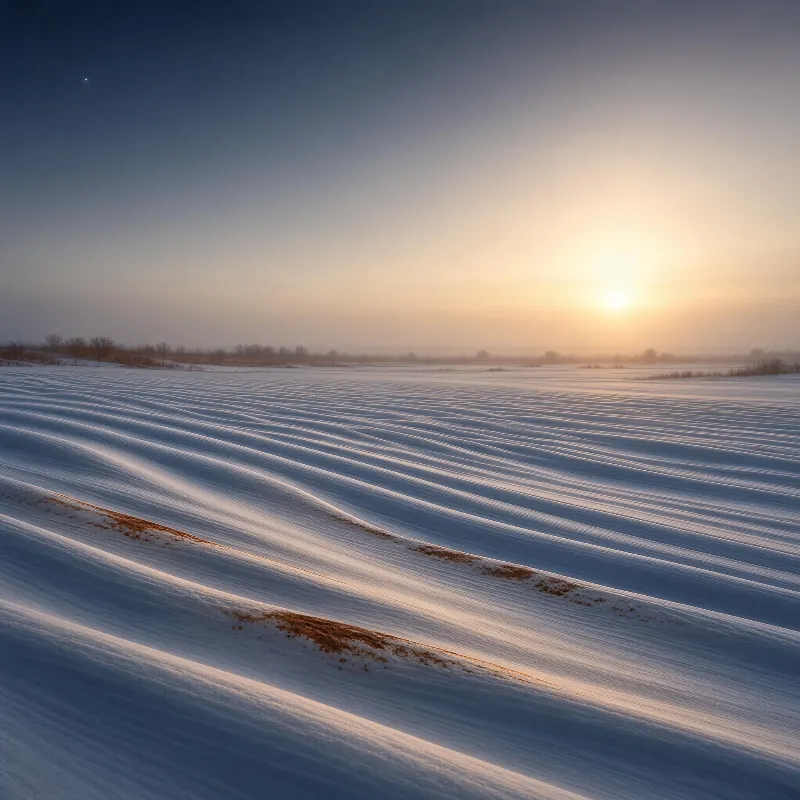 Snowy Field at Sunrise