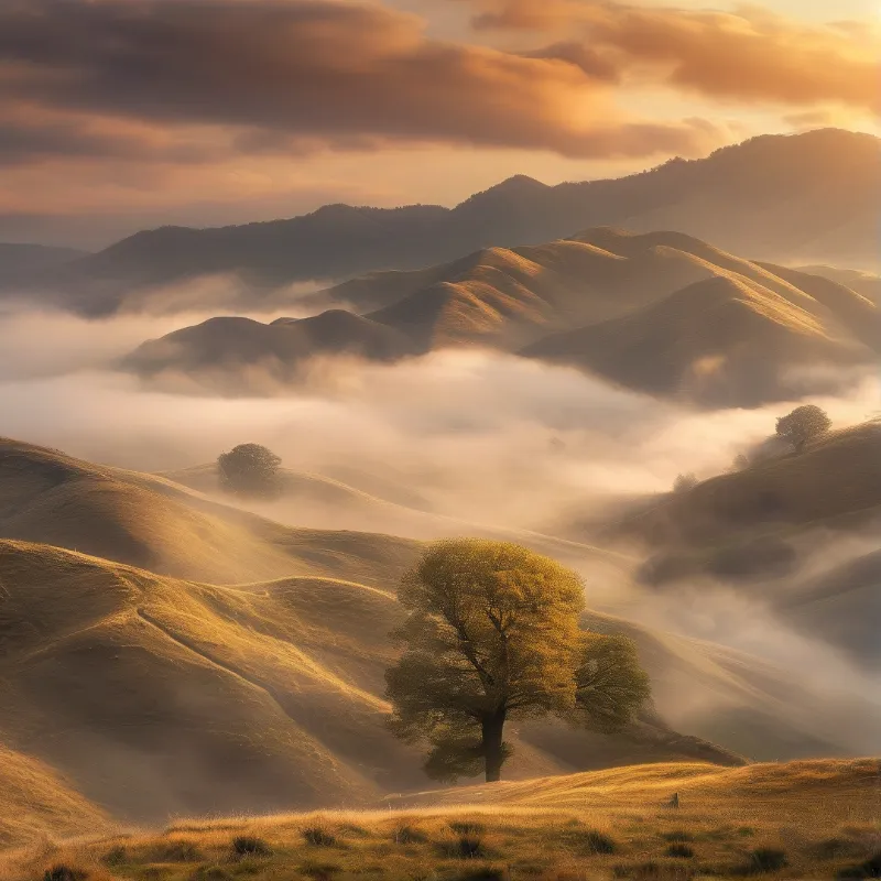 Golden Foggy Rolling Hills