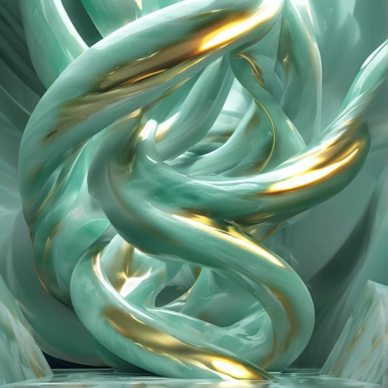 Fluid Teal and Gold Forms