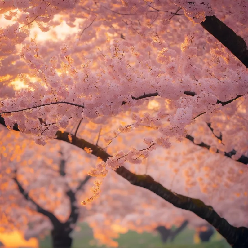 Sunlit Sakura Branches