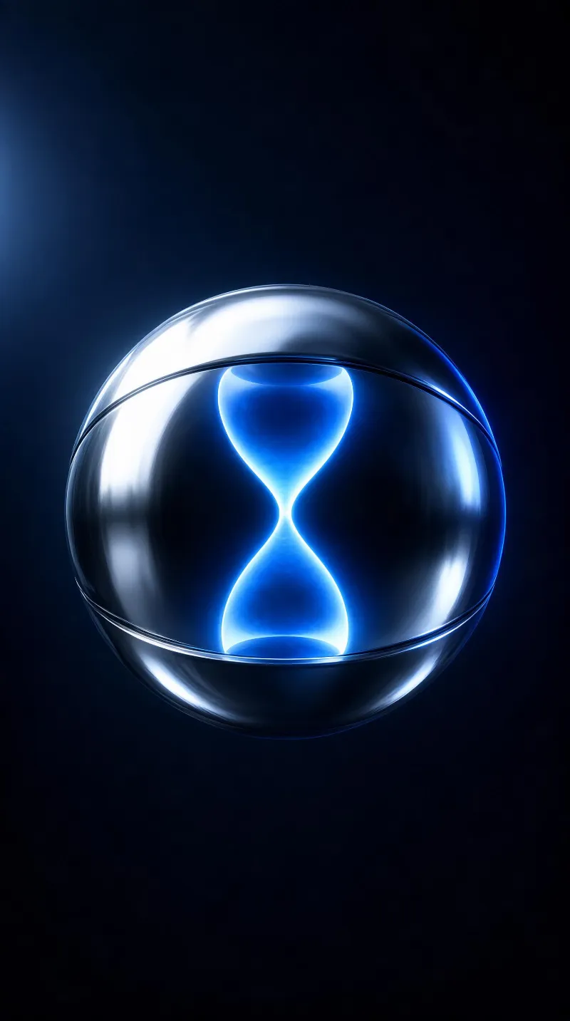 Glowing Hourglass in Transparent Sphere