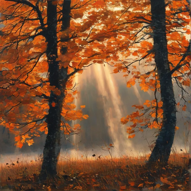 Sunlit Autumn Woods